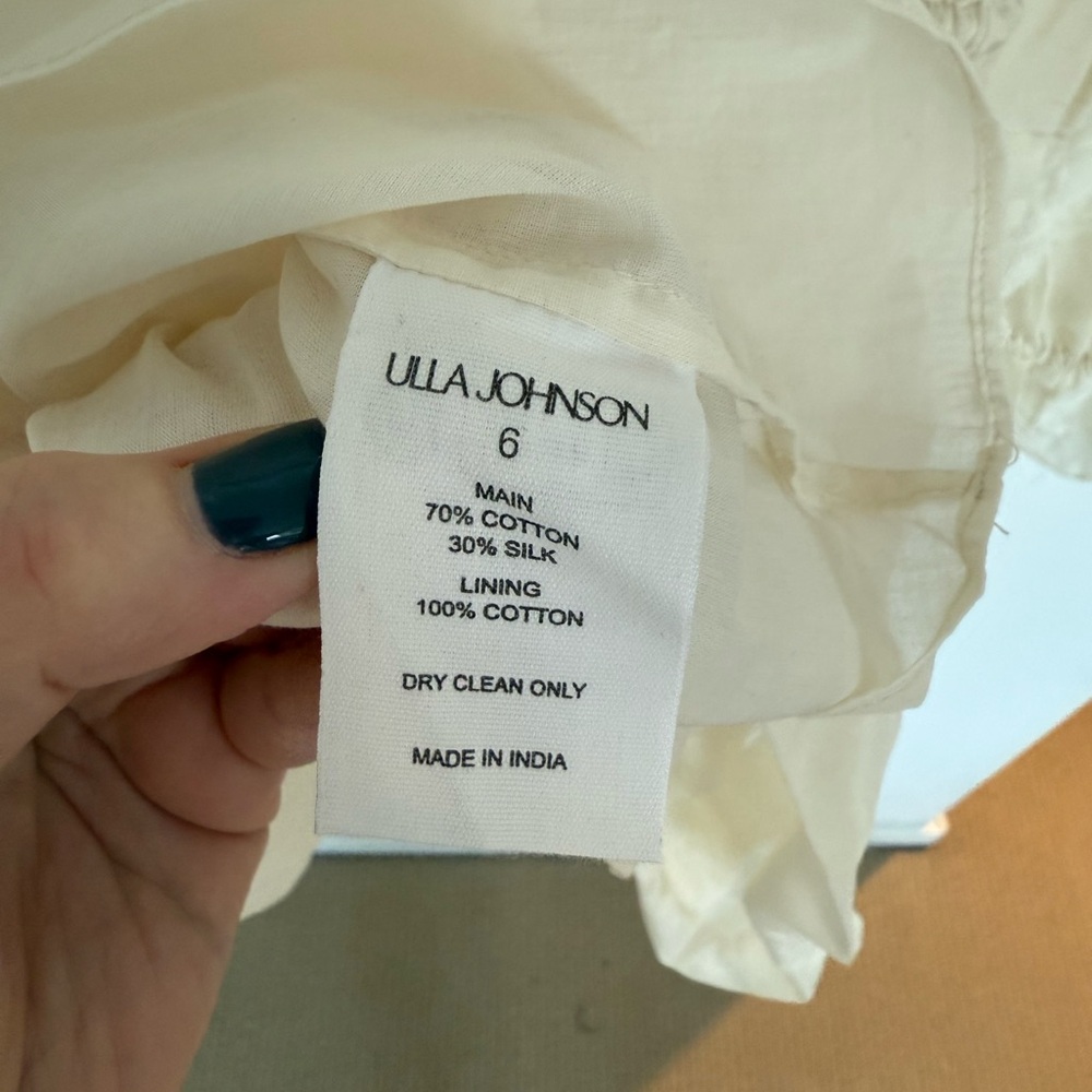 Ulla Johnson NWOT Polly Ruffled Longsleeve Ivory Mini Dress Size 6 - Picture 8 of 9